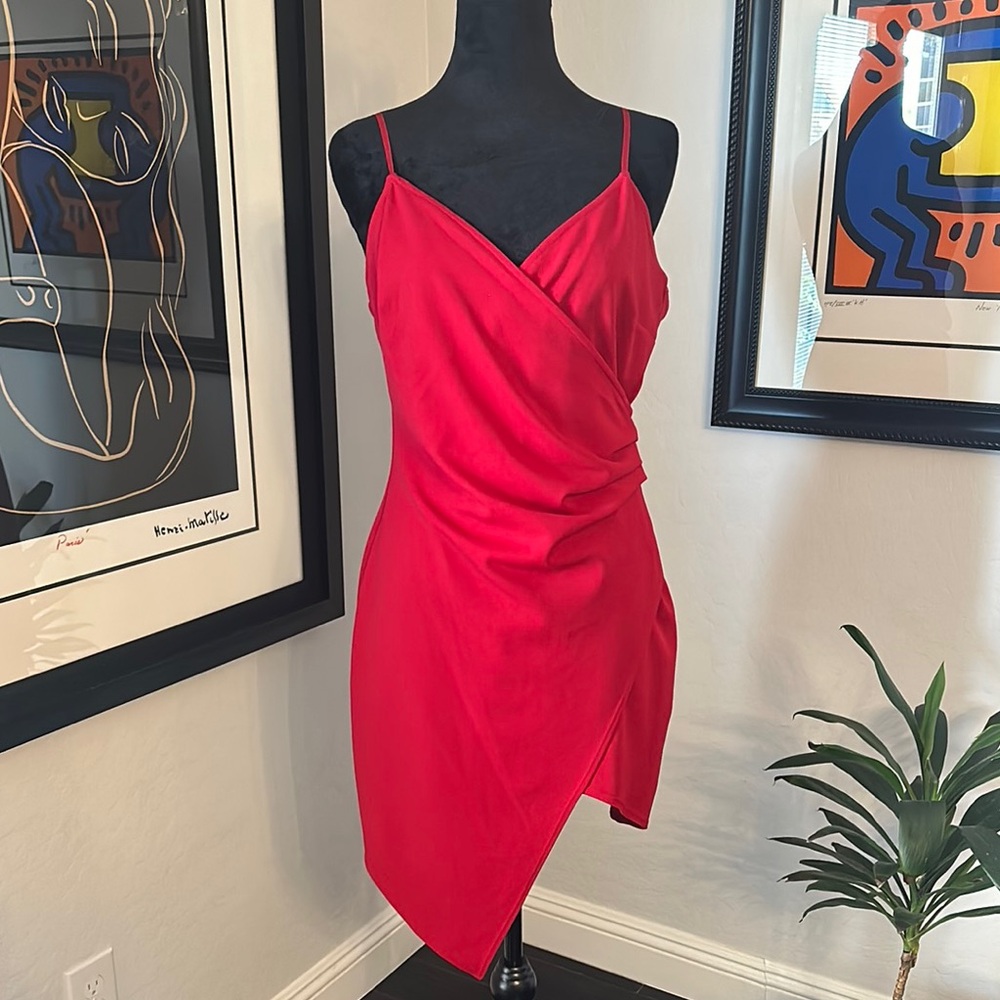 Elegant Red Wrap Dress